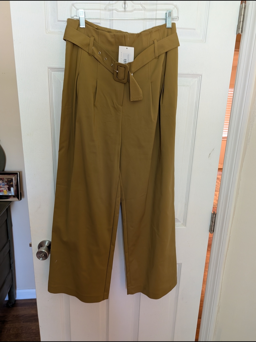 High-Rise Wide Leg Belted Pants in Mustard